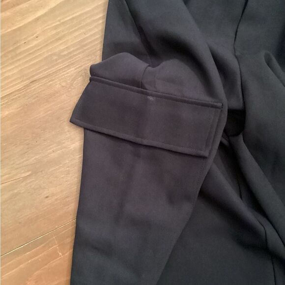 WAYF SIZE MEDIUM BLACK HIGH RISE WIDE LEG CARGO TROUSERS - Picture 7 of 9